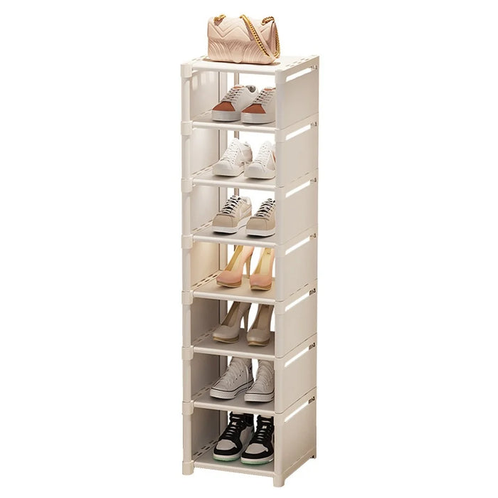 8 Tier Shoe Rack Space Saving Entryway Organizer Stackable Storage Shelf For Hallway Bedroom Closet - White - 2