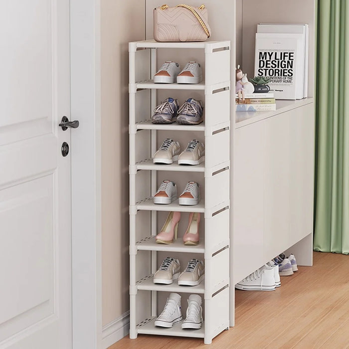 8 Tier Shoe Rack Space Saving Entryway Organizer Stackable Storage Shelf For Hallway Bedroom Closet - White - 3