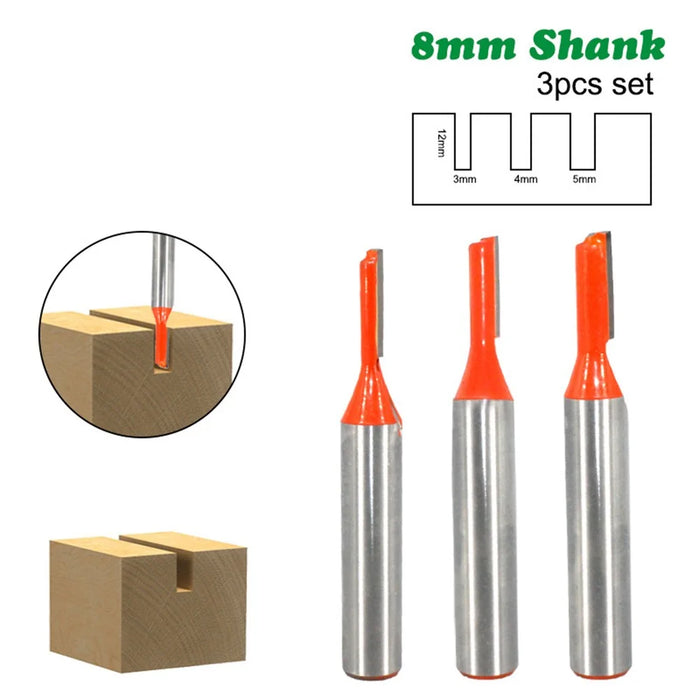 MC02083 3PCS 8mm Shank Woodworking Milling Cutter Knife Trimmer Cutter Set - 2