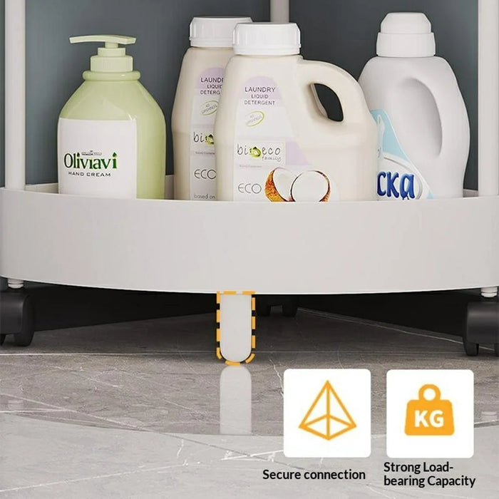 5-Tier Corner Storage Rack Bathroom Kitchen Organizer Shelf with Wheels Triangle Floor Stand Space Saving - White - 2