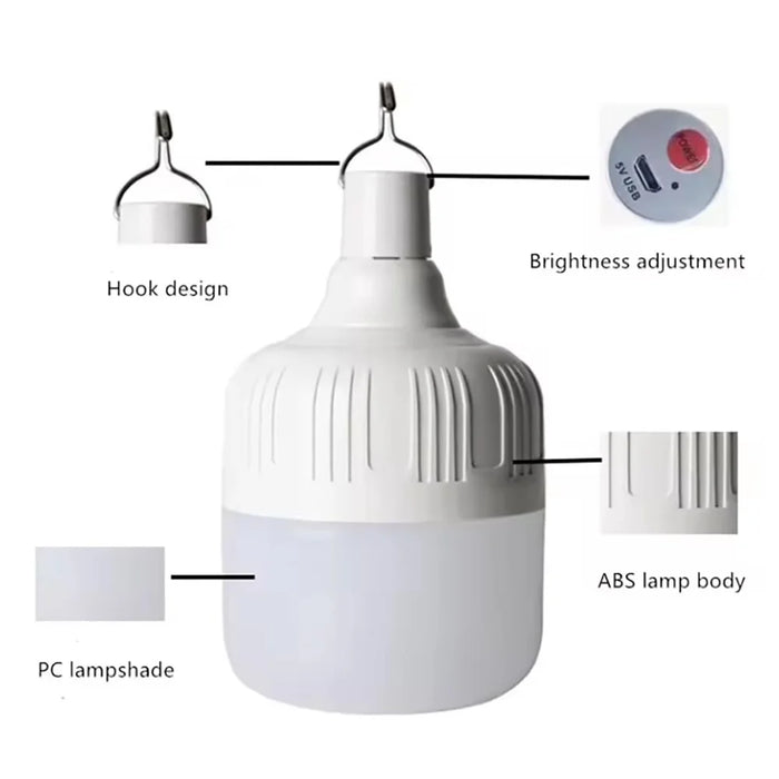 40W 70mm Outdoor Camping Lantern 5 Modes USB Rechargeable Tent Hanging LED Light Bulb - 5