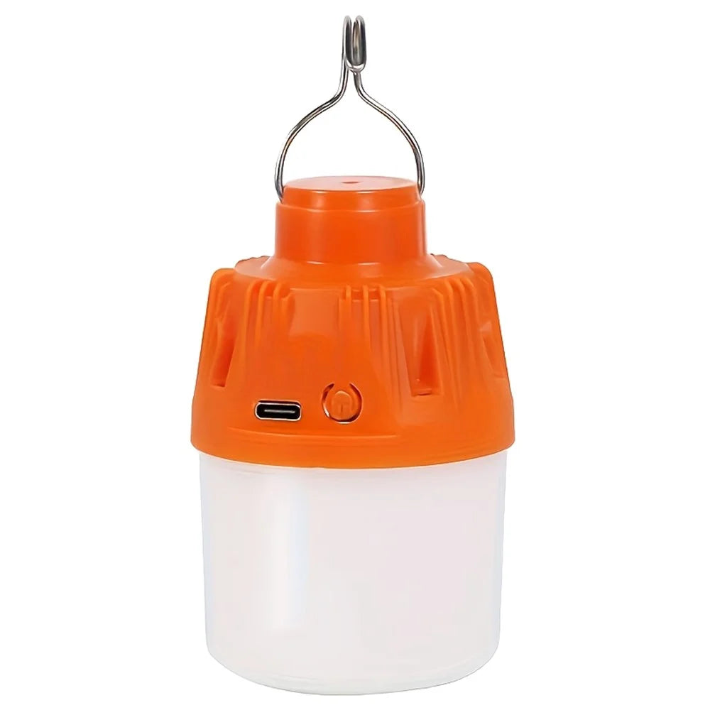 USB Rechargeable Camping Lantern Portable 3 Lighting Modes 6-LED Tent Hanging Light Bulb - Orange - 1