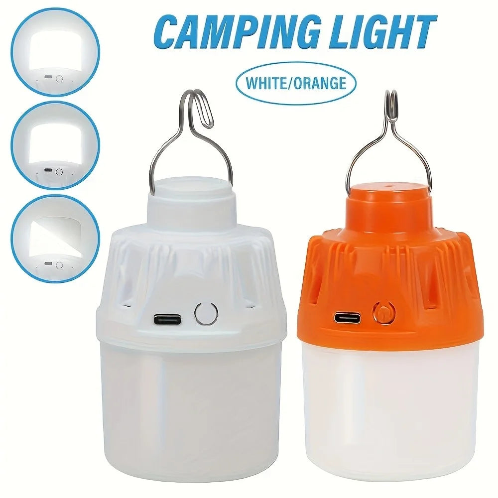 USB Rechargeable Camping Lantern Portable 3 Lighting Modes 6-LED Tent Hanging Light Bulb - Orange - 2