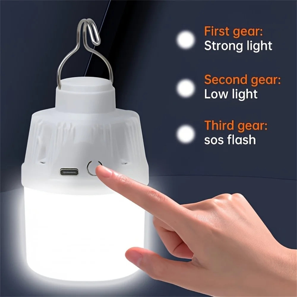 USB Rechargeable Camping Lantern Portable 3 Lighting Modes 6-LED Tent Hanging Light Bulb - Orange - 3