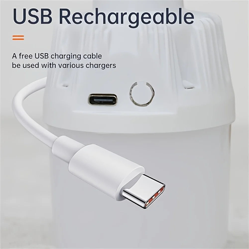 USB Rechargeable Camping Lantern Portable 3 Lighting Modes 6-LED Tent Hanging Light Bulb - Orange - 5