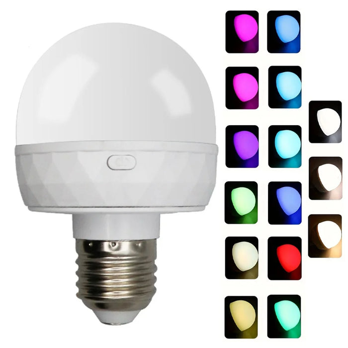 RGB Light Bulb Built-in 2500mAh Battery Remote Control Stepless Dimming LED Mood Light with Detachable E27 Base - 1