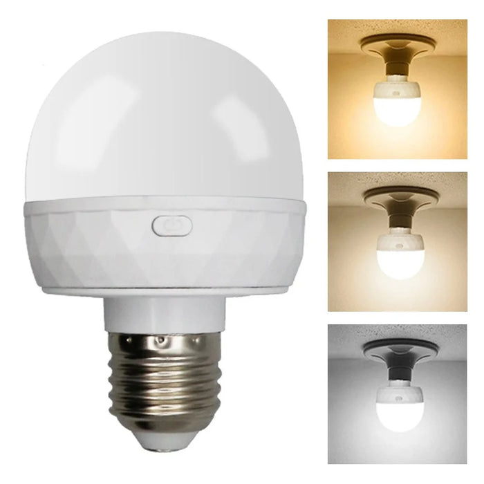 LED Mood Light Built-in 5000mAh Battery 3 Color Temperature Stepless Dimming Light Bulb with Detachable E27 Base - 1