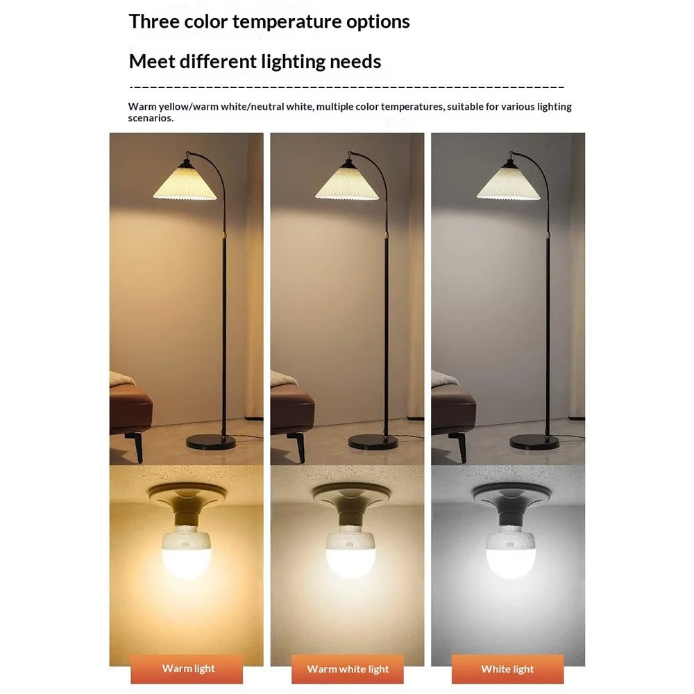 LED Mood Light Built-in 2500mAh Battery 3 Color Temperature Stepless Dimming Light Bulb with Detachable E27 Base - 3