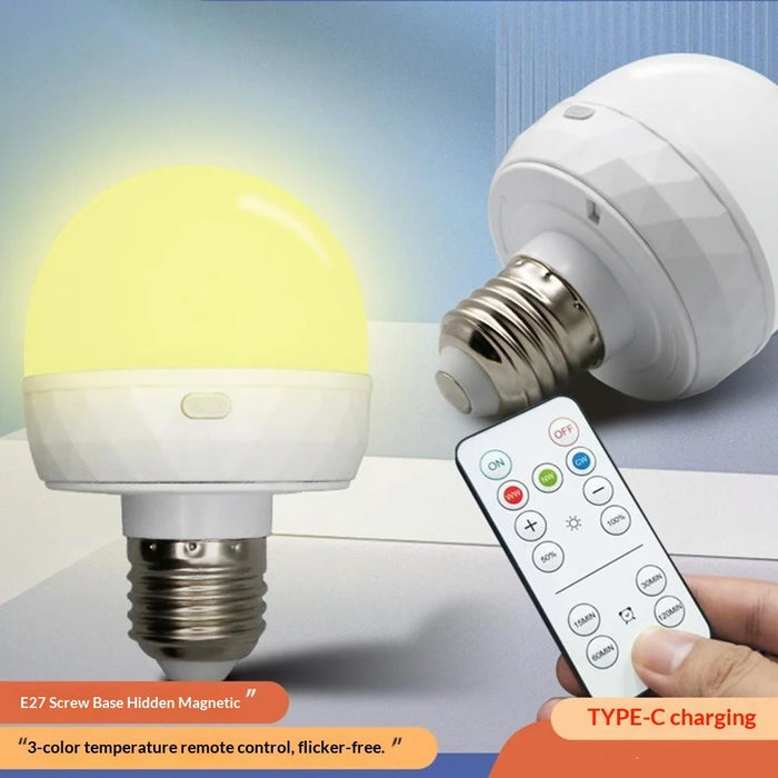 LED Mood Light Built-in 1800mAh Battery 3 Color Temperature Stepless Dimming Light Bulb with Detachable E27 Base - 2