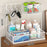 35 x 20 x 25cm Key Organizer for Entryway Table Top Storage Rack Iron Mesh Double Layer Basket with Hooks - White - 1