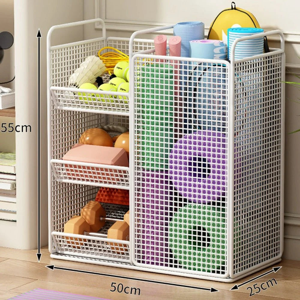 50 x 25 x 55cm Storage Rack Yoga Mat Organizer Exercise Equipment Container Holder - White - 1