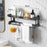 Single Layer 60cm Bathroom Towel Rack Organizer Stainless Steel Wall Mounted Storage Shelf with 6 Hooks - Black - 4