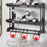 Dual Layer 50cm Bathroom Towel Rack Organizer Stainless Steel Wall Mounted Storage Shelf with 6 Hooks - Black - 7