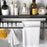 Dual Layer 50cm Bathroom Towel Rack Organizer Stainless Steel Wall Mounted Storage Shelf with 6 Hooks - Black - 2