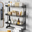 3-Layer 50cm Bathroom Towel Rack Organizer Stainless Steel Wall Mounted Storage Shelf with 6 Hooks - Black - 1