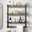 3-Layer 50cm Bathroom Towel Rack Organizer Stainless Steel Wall Mounted Storage Shelf with 6 Hooks - Black - 3