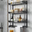 3-Layer 50cm Bathroom Towel Rack Organizer Stainless Steel Wall Mounted Storage Shelf with 6 Hooks - Black - 6