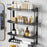 3-Layer 60cm Bathroom Towel Rack Organizer Stainless Steel Wall Mounted Storage Shelf with 6 Hooks - Black - 1