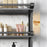 3-Layer 60cm Bathroom Towel Rack Organizer Stainless Steel Wall Mounted Storage Shelf with 6 Hooks - Black - 2