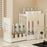 18.5cm Depth 2 Tier Kitchen Countertop Pull-out Spice Rack with Magnetic Hook and Chopping Board Holder , Carbon Steel Organizer - White - 1