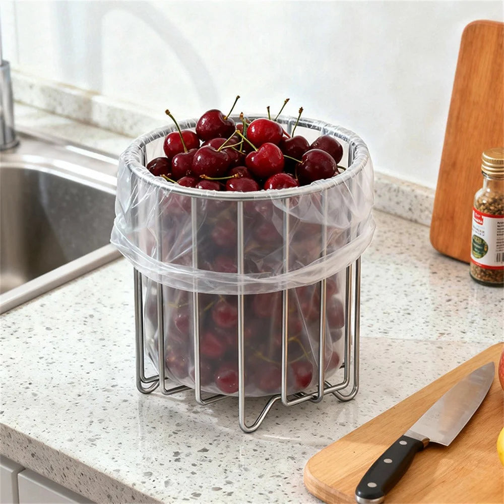 304 Stainless Steel Trash Bag Holder Rack Kitchen Countertop Garbage Rubbish Rack - Silver - 3