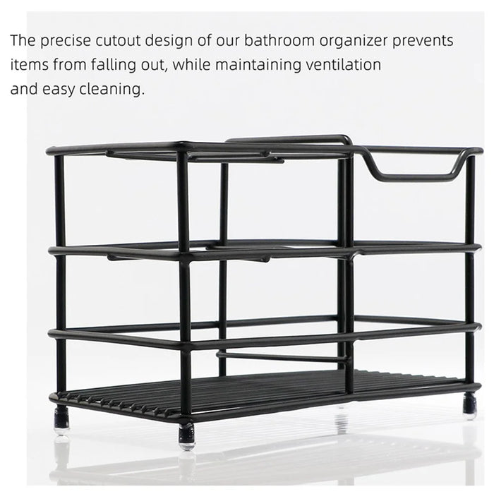 15.03 x 6.2 x 10.2cm 6 Grid Stainless Steel Toothbrush Holder Toothpaste Bathroom Organizer Shelf - Black - 3
