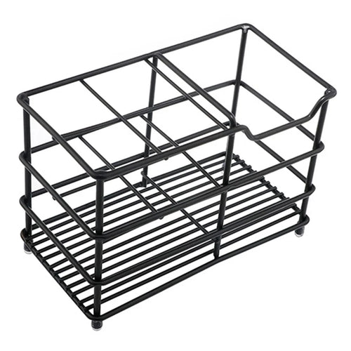 15 x 7.3 x 10.2cm 4 Grid Stainless Steel Toothbrush Holder Toothpaste Bathroom Organizer Shelf - Black - 1