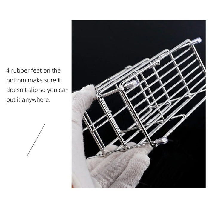 15 x 7.3 x 10.2cm 4 Grid Stainless Steel Toothbrush Holder Toothpaste Bathroom Organizer Shelf - Black - 5