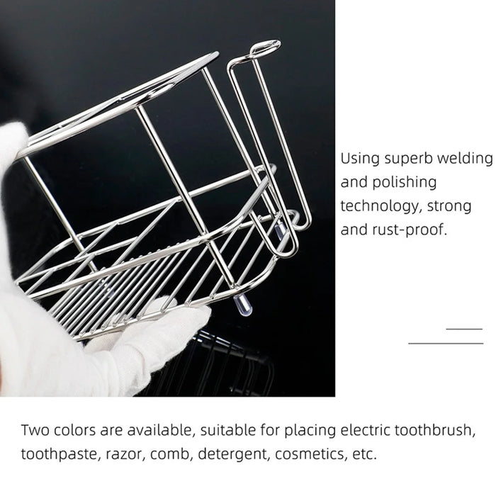 15 x 7.3 x 10.2cm 4 Grid Stainless Steel Toothbrush Holder Toothpaste Bathroom Organizer Shelf - Black - 6