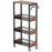 4 Tier Rolling Storage Cart Kitchen Bathroom Carbon Steel Organizer Rack with Wheels, Wood Side + Fenced Side - Black - 1