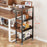 4 Tier Rolling Storage Cart Kitchen Bathroom Carbon Steel Organizer Rack with Wheels, Wood Side + Fenced Side - Black - 2