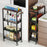 4 Tier Rolling Storage Cart Kitchen Bathroom Carbon Steel Organizer Rack with Wheels, Wood Side + Fenced Side - Black - 3