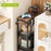 4 Tier Rolling Storage Cart Kitchen Bathroom Carbon Steel Organizer Rack with Wheels, Wood Side + Fenced Side - Black - 4