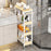 4 Tier Rolling Storage Cart Kitchen Bathroom Carbon Steel Organizer Rack with Wheels, Wood Side + Fenced Side - Black - 6