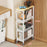 4 Tier Rolling Storage Cart Kitchen Bathroom Carbon Steel Organizer Rack with Wheels, Iron Plate Side + Mesh Side - White - 1