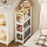 4 Tier Rolling Storage Cart Kitchen Bathroom Carbon Steel Organizer Rack with Wheels, Iron Plate Side + Mesh Side - White - 2
