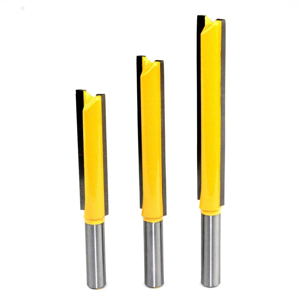 3PCS 8mm Shank Wood Trimmers Router Hard Alloy Cutter Woodworking Long Straight Plunge Knife - 1
