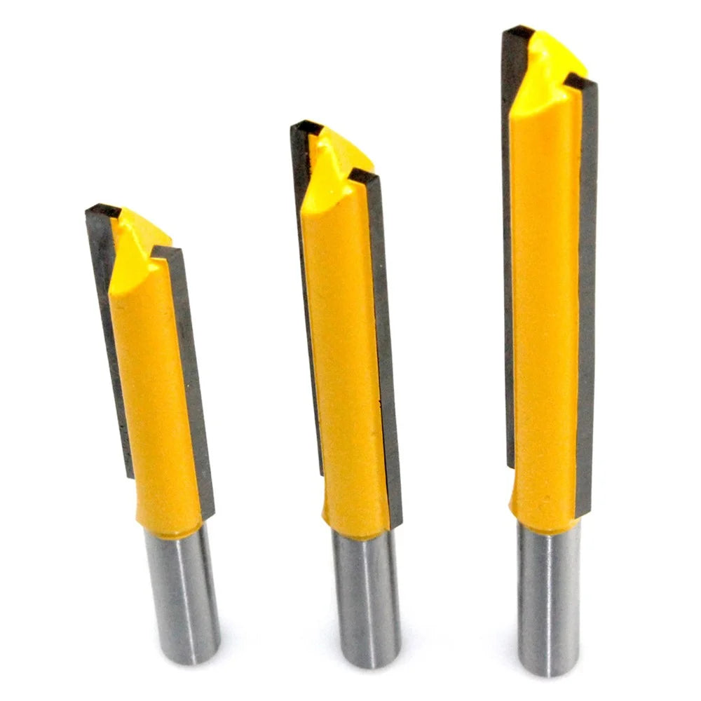 3PCS 8mm Shank Wood Trimmers Router Hard Alloy Cutter Woodworking Long Straight Plunge Knife - 2