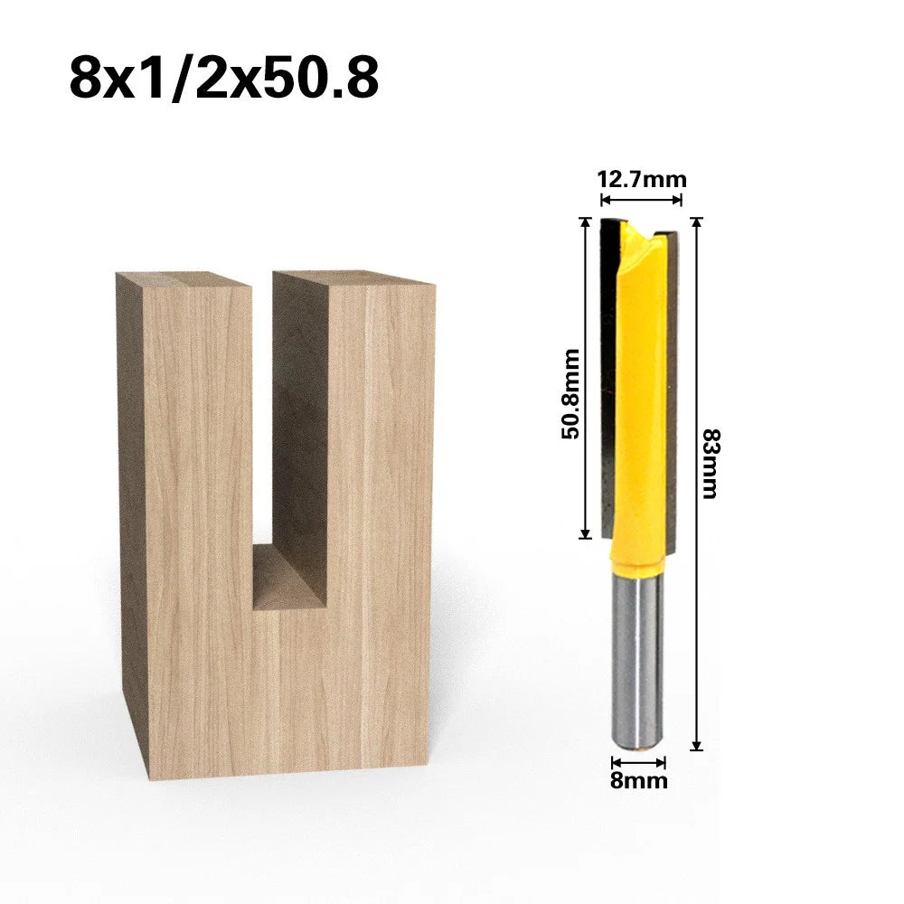 3PCS 8mm Shank Wood Trimmers Router Hard Alloy Cutter Woodworking Long Straight Plunge Knife - 4