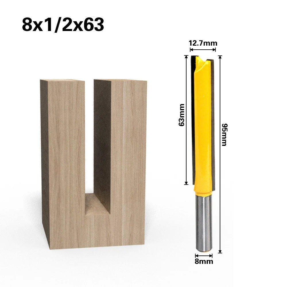 3PCS 8mm Shank Wood Trimmers Router Hard Alloy Cutter Woodworking Long Straight Plunge Knife - 5