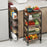 34.5 x 27.7 x 80cm Size L Kitchen Gap Storage Rack Multi Layer Rolling Cart with Wheels / Four Drawers - Black + Coffee - 2