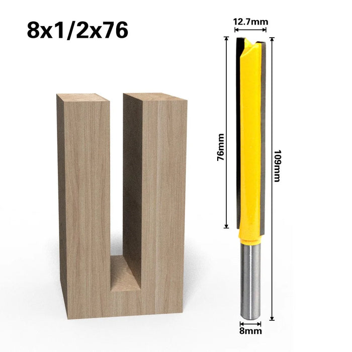 8mmx1 / 2 Inchx76mm Shank for Wood Trimmers, Shark Alloy Cutter Woodworking Straight Plunge Knife - 3