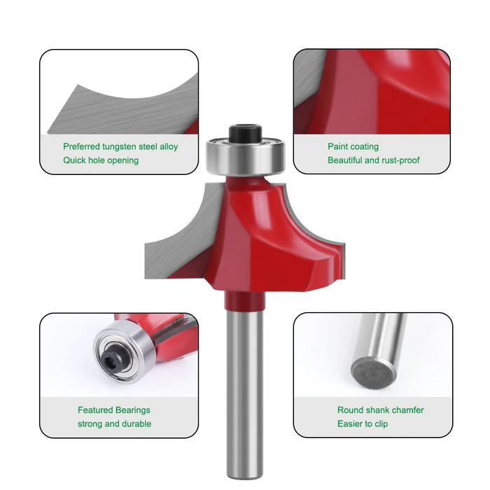 MC01035S32 1 / 4 Inch Shank Round Over Bit 1-1 / 4" Width Milling Cutter Router Bit Woodworking Cutter Tool - 4
