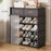 6 Tier Shoe Rack with Drawers 64cm Entryway Storage Cabinet with Dust Cover Curtain Multi Layer Organizer - Black - 1