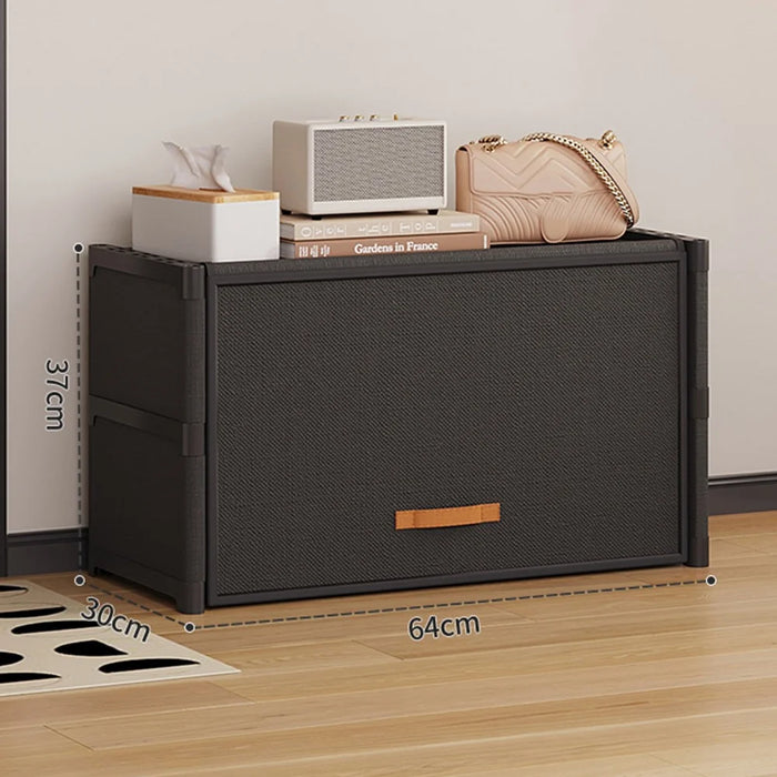 3 Tier 64cm Shoe Rack Stackable Storage Organizer with Flip Lid Magnetic Closure Dustproof Shoe Cabinet - Black - 5