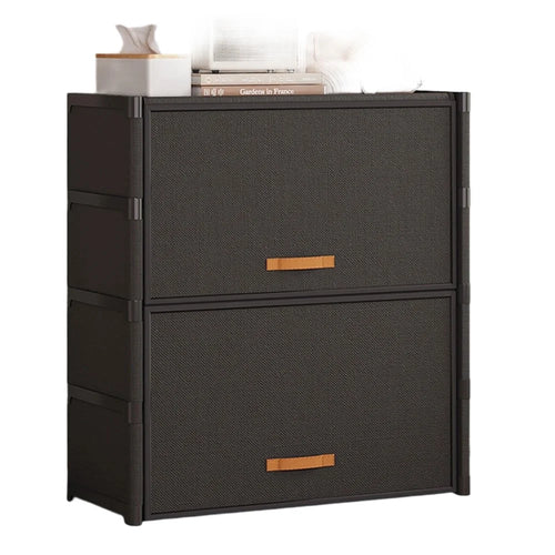 5 Tier 64cm Shoe Rack Stackable Storage Organizer with Flip Lid Magnetic Closure Dustproof Shoe Cabinet - Black - 1
