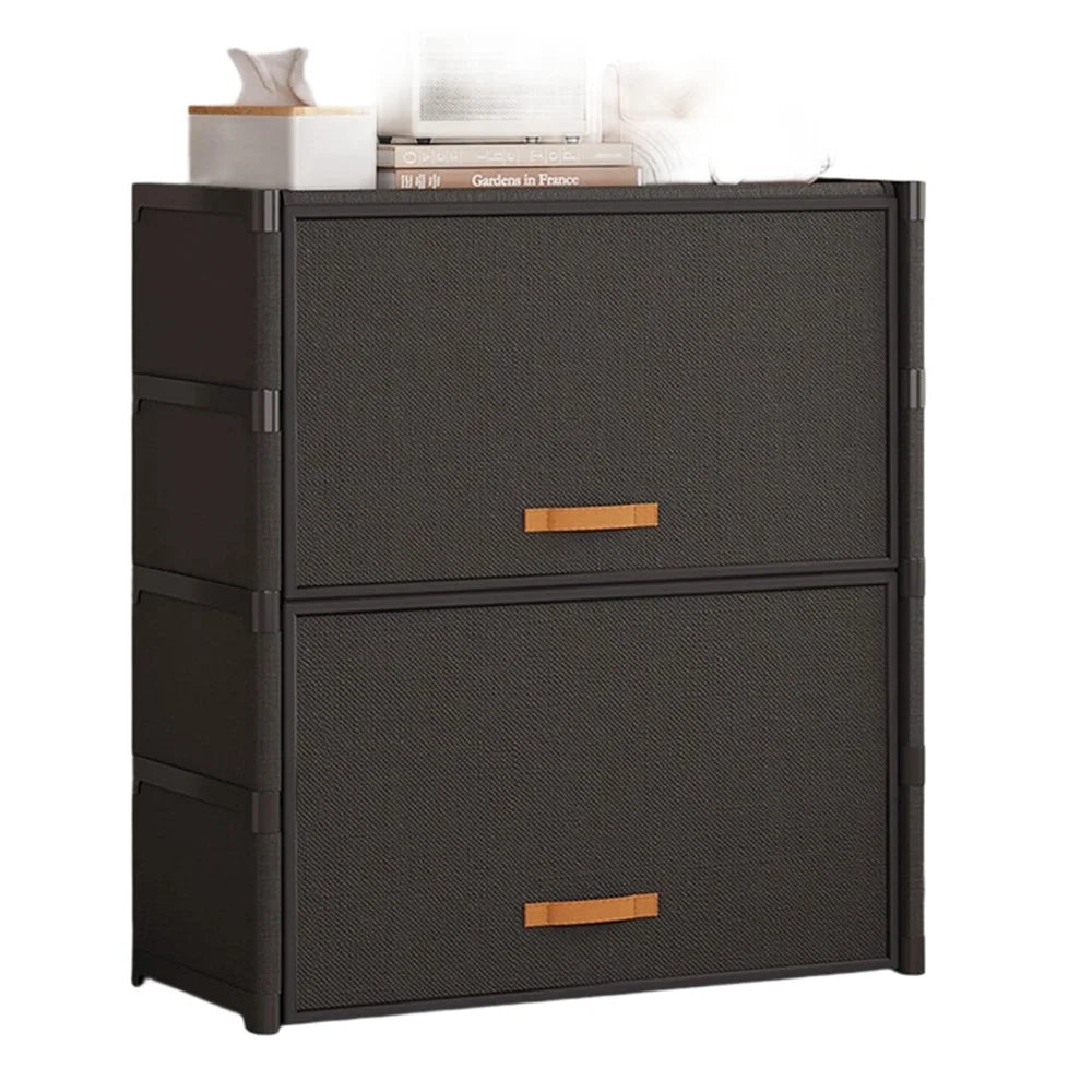 5 Tier 64cm Shoe Rack Stackable Storage Organizer with Flip Lid Magnetic Closure Dustproof Shoe Cabinet - Black - 1