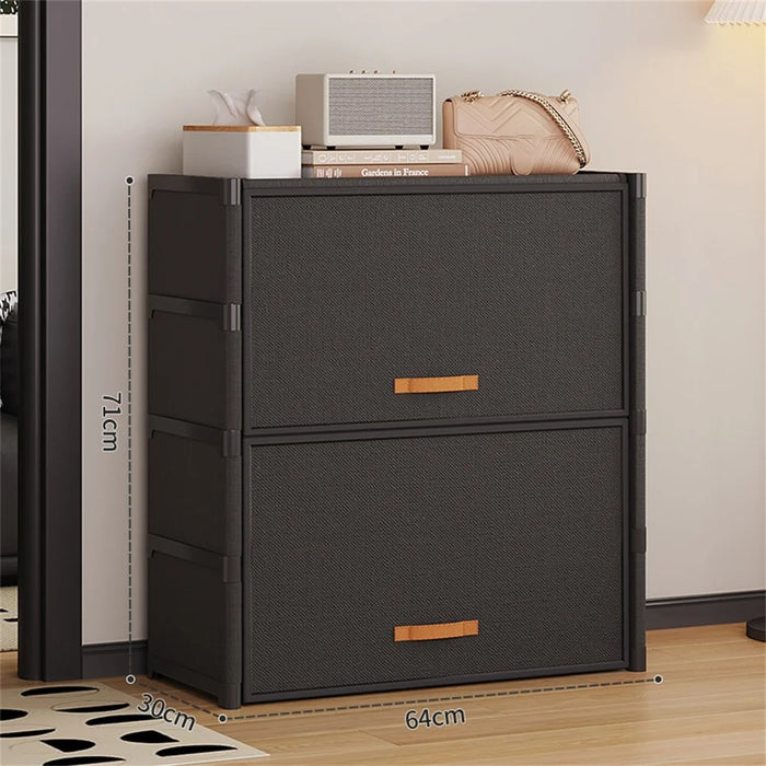 5 Tier 64cm Shoe Rack Stackable Storage Organizer with Flip Lid Magnetic Closure Dustproof Shoe Cabinet - Black - 5