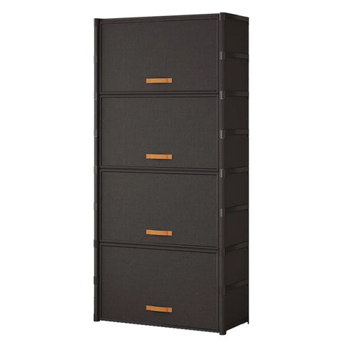 9 Tier 64cm Shoe Rack Stackable Storage Organizer with Flip Lid Magnetic Closure Dustproof Shoe Cabinet - Black - 1