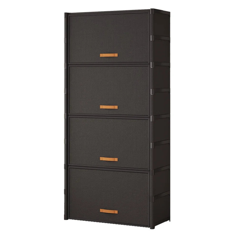 9 Tier 64cm Shoe Rack Stackable Storage Organizer with Flip Lid Magnetic Closure Dustproof Shoe Cabinet - Black - 1